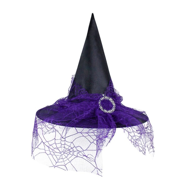 Halloween Hatt Häxrekvisita För Vuxna Och Barn Cosplay Mesh Huvudbonad Polyester Taft Purple