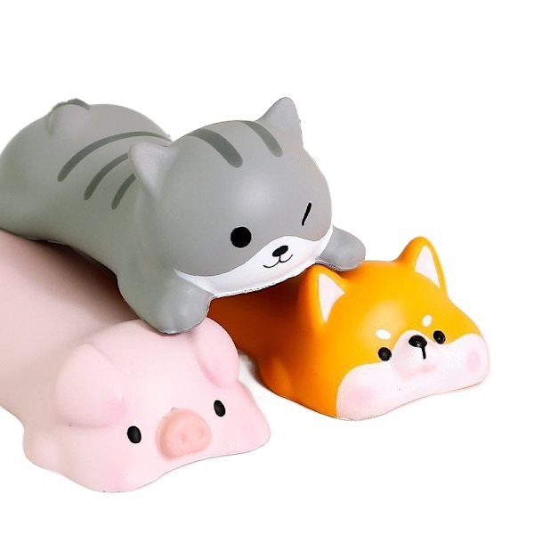 3 stk. Sød håndledsstøtte til mus, tastatur, computer, kawaii musemåtte, kat, gris, hund, dyredesign, computerarmstøtte