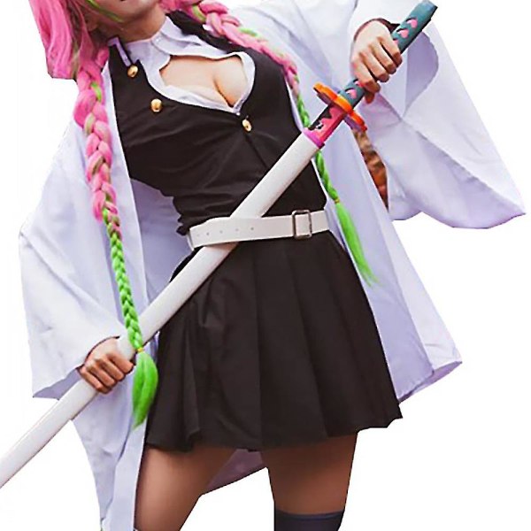 Cosplay Party Outfit Demon Slayer Kanroji Mitsuri Fancy Dress Up Halloween Party Kostym Set 2XL