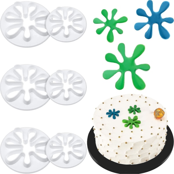 6 Pieces Paint Cookie Mold Splatter Fondant Mold For Cake Cupcake Decoration Polymer Clay Crafting Projects