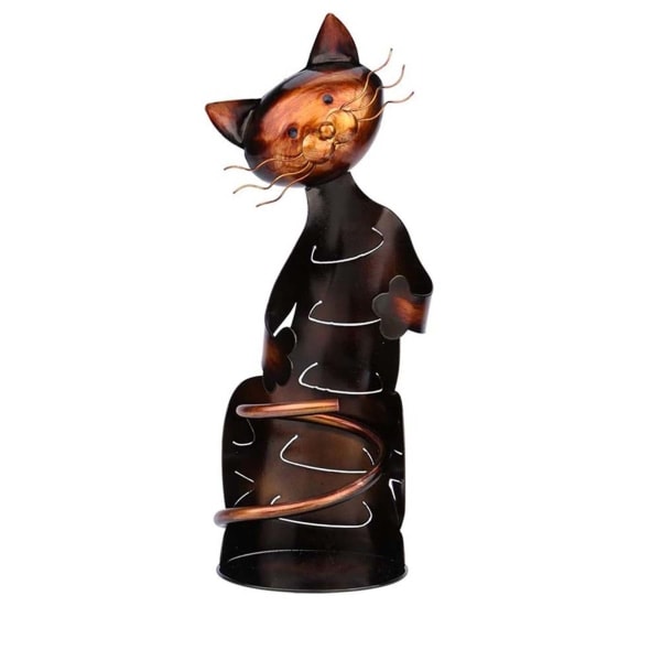 Cute Cat Metal Wine Stand Universal Wine Bottle Display Stand Retro Wine Cabinet Decoration Bronze