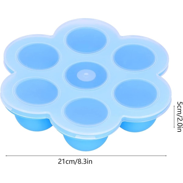 2 kpl 7-ruudullinen munakokkelit silikonimuotti, silikoninen munakokkelit muotit kannen kanssa (taivaansininen)