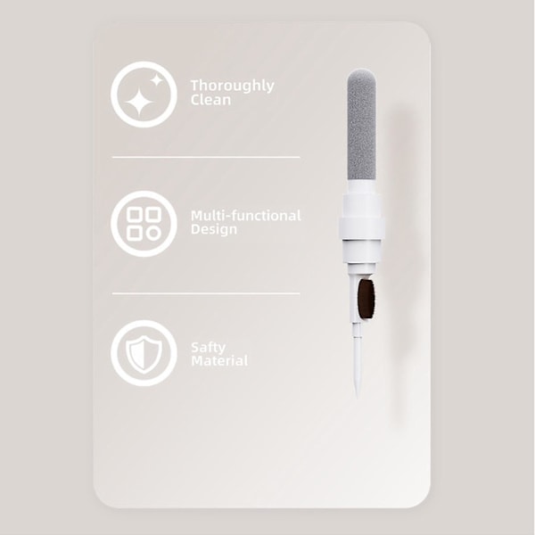 Trådløst ørepropp-rengjøringssett med multifunksjonelt headset-rengjøringsmiddel og myk børste - Transparent