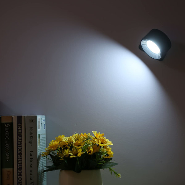 LED vægmonterede lamper USB genopladelig 360° roterende magnetisk kugle touch-kontrol væglampe til soveværelse læsning seng