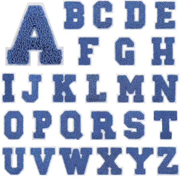 Letter Patch,Letter Patch ，Letter Patch,26Pcs Alphabet A-Z Patch Patches for Jackets,DIY Supplies Blue