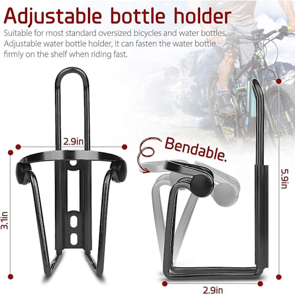 Flaskeholder Cykeldrikholder Cykel, 2 Justerbar Cykelflaskeholder, Robust