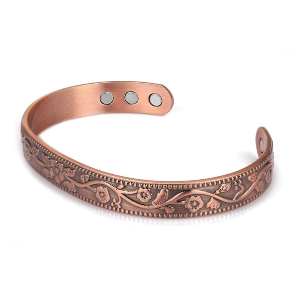 Magnetisk armbånd og ring sæt i rent kobber til lindring af gigt og angst