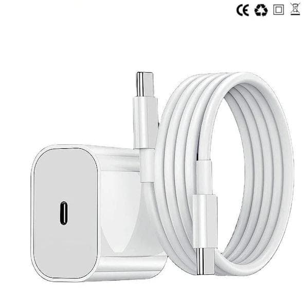 1 stk. Hurtiglader for iPhone 15/16/17-serien Type-C til Type-C strømadapter 20W + 2m kabel Hvit 1pc Charger + 2M C - C Cable