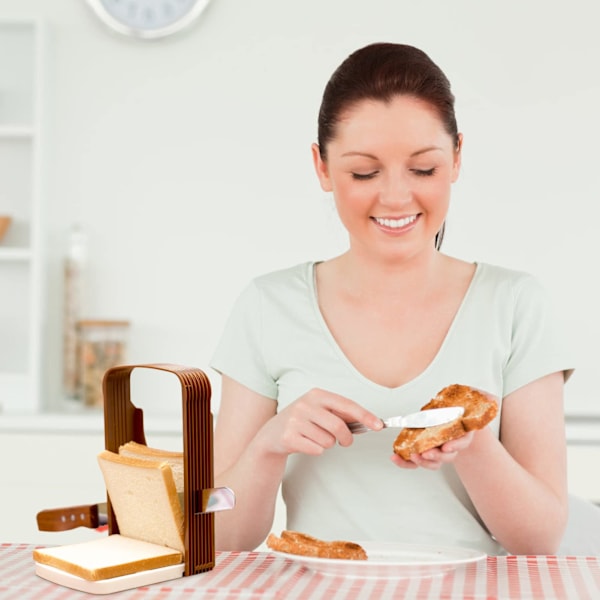 Brødskærer, Toastskærer Køkken Sandwichskæreskinne Foldbar Køkken Bageværktøj med 4 Tykkelser til Hjemmelavet Brød Bagel