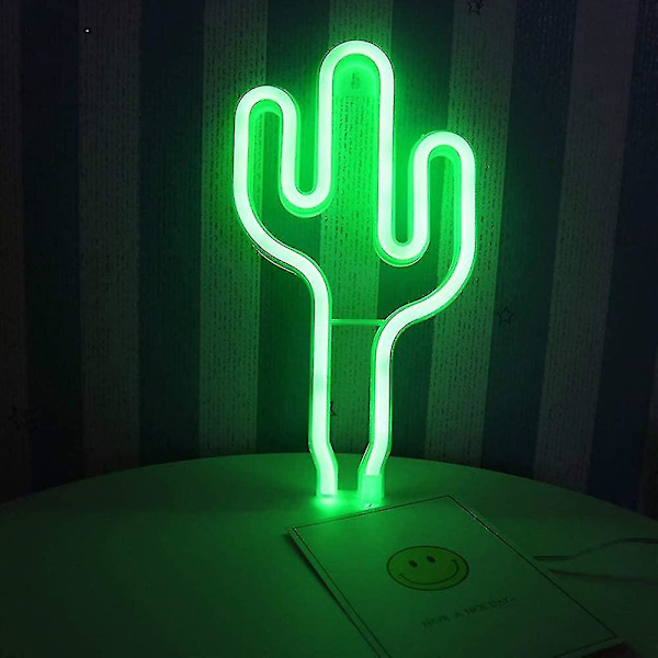 Led Grön Kaktus Neon Skylt Väggdekoration Lämplig För Familjerum Fest