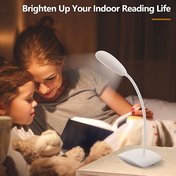 INF Genopladelig LED bordlampe med dimmer og bøjelig base, Hvid