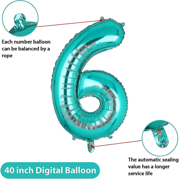 40 Inch  Balloons Mylar Foil Helium Digital Balloon Baby Shower Party Tiffany Blue,6