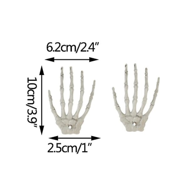 1 par falska skeletthänder Ben 4 storlek Realistisk skrämmande mänsklig hand för zombiefestdekor Spökhusrekvisita B03