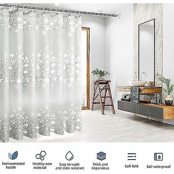 Duschdraperi, 200x200cm badkarsdraperi med krokar, mögelbeständig antibakteriell vattentät tvättbar, för badkar badrum