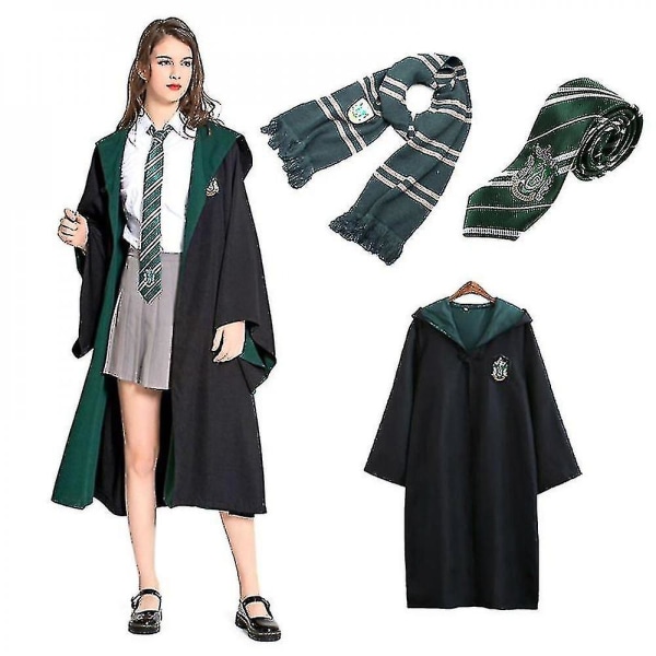 Wizard Harry Potter Fancy Dress Cloak Costume 3-st set V a green S