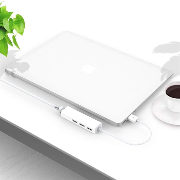 USB Ethernet Netværkskort 3 Porte Høj Hastighed USB 2.0 til RJ45 Netværksadapter 10/100 til Macbook Win med Hub