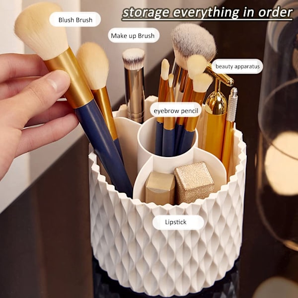 Makeup børsteholder med låg, 360 roterende kosmetik børsteholder til forfængelighed, støvtæt og vandtæt