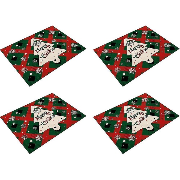 Set Of 4 Winter Snow Kitchen Mat Reversible Cotton