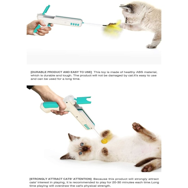 Mjuka katt leksaker, interaktiva katt leksaker, roliga katt pinnar, fjäder katt leksaker, rolig katt pinne med tease boll, sjö blå