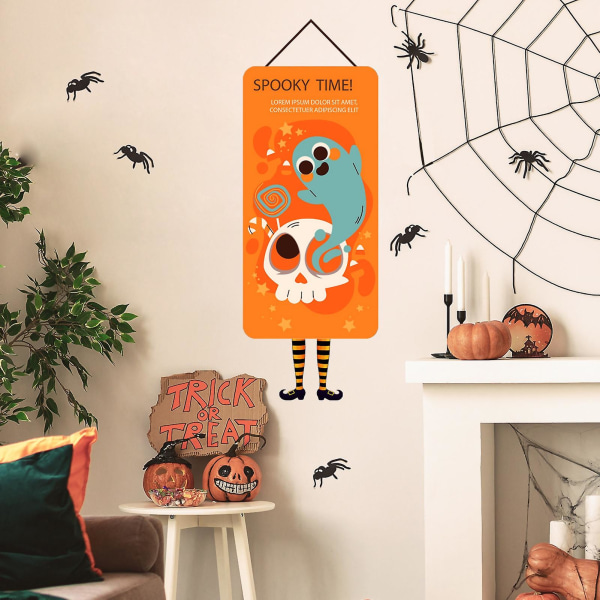 Dekorativ klistermärke Vattentät Skala och sticka Stark klibbighet Smidig självhäftande scenlayout Pvc Halloween Trick or Treat Lollipops Pumpadörr D B