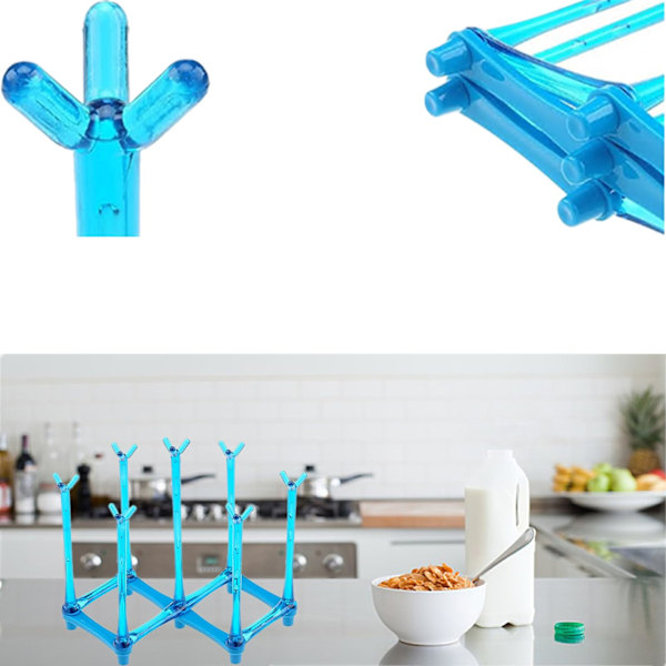 Retractable Cup Drying Rack, Drinking Glass and Sports Bottle Drainer Stand, Plastic Bag Dryer and Mug Tree for Kitchen Countertop