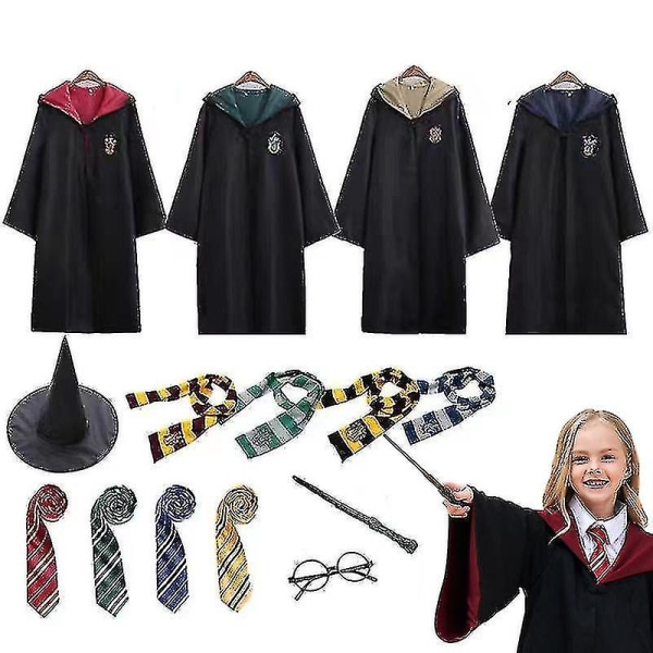 Harry Potter 6st Set Magic Wizard Fancy Dress Cape Cloak Costu a Yellow 155cm