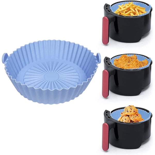 Airfryer Silikonform, Återanvändbara Airfryer-foder Airfryer-tillbehör Rund Airfryer-korg För Bakning Stekning Ugn Mikrovågsugn (blå)