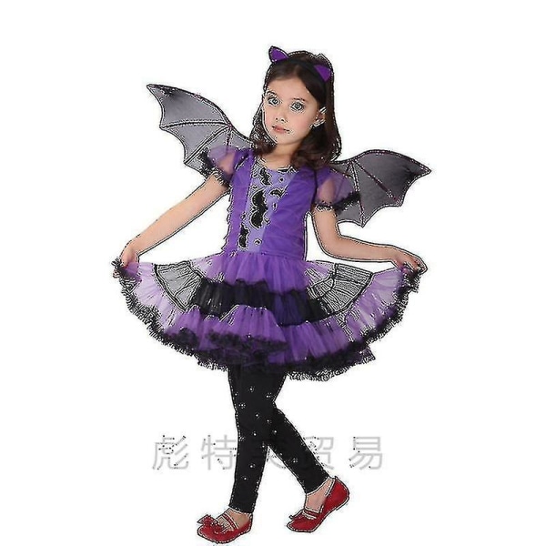 Lila Fladdermusklänning Cosplaydräkt Fladdermus Fairy Dress Vampyrtjejklänning för tjejer