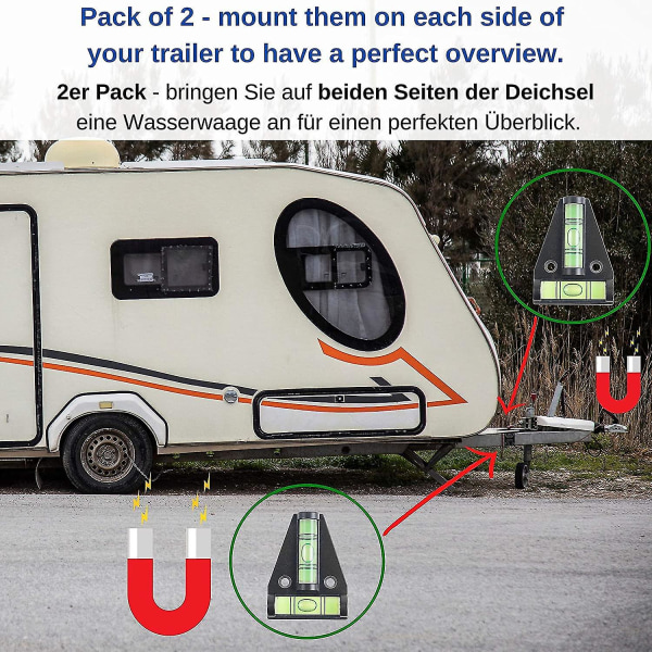 Magnetisk T-formad vattenpass, 2-pack, litet smidigt husbilsvattenpass med magnet, husbilsvattenpass, husvagnsutjämningsramp, bilcampingtillbehör