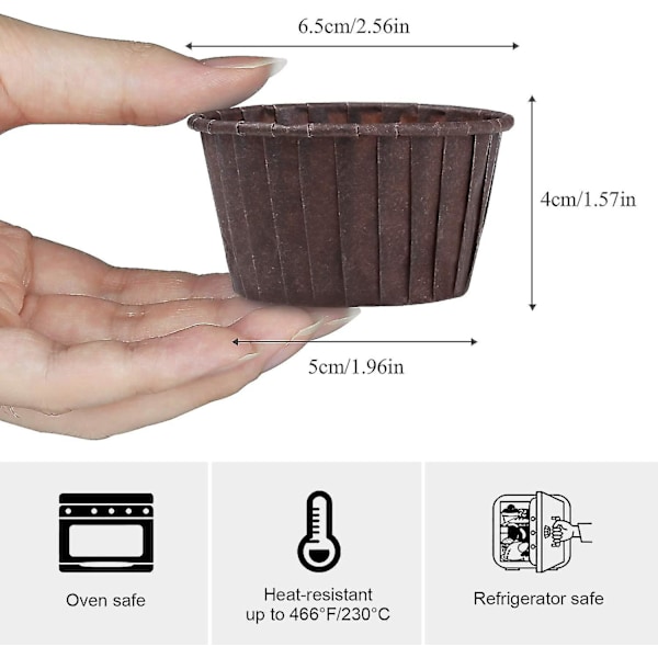 100 stk. Standard olie- og vandafvisende papirbageforme til muffins og cupcakes (brun)