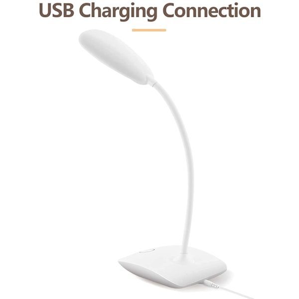 INF Genopladelig LED bordlampe med dimmer og bøjelig base, Hvid