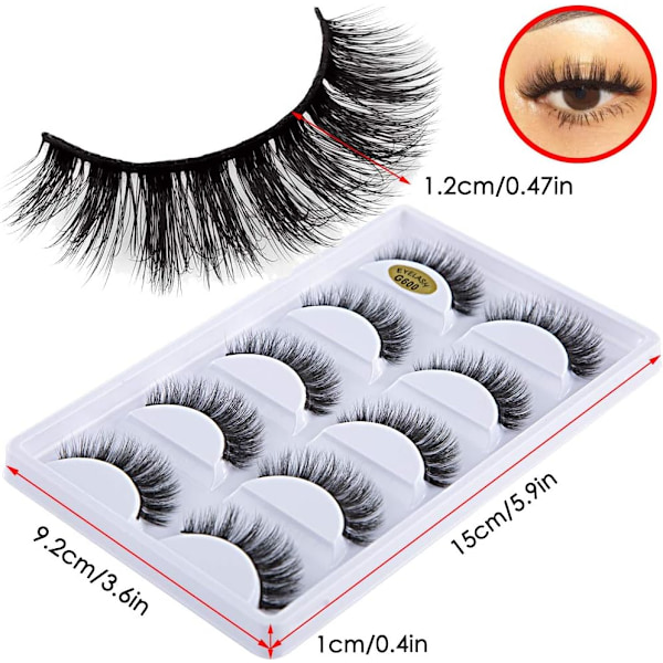10 paria tekotakuumainen minkkiripset - 3D faux mink G600 musta