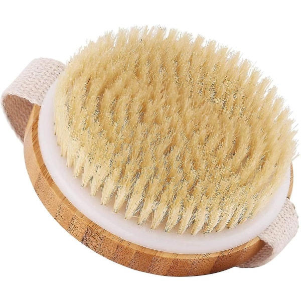 Kroppsborste, badborste, massageborste, ryggborste & torrborste, naturliga borstar Bambu trä runda kroppsborstar för borstning Exfoliering Stimulerar Blo