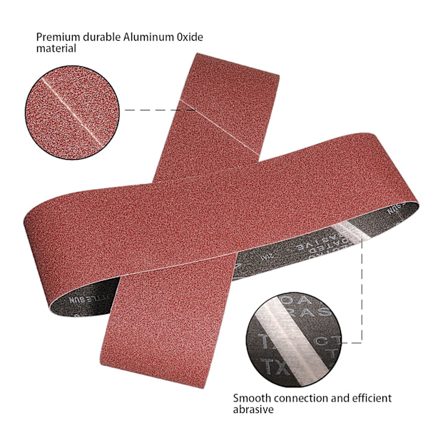 3 x 21 tommer slibebånd 40 korn - 6 pakke båndsliber slibebånd bedste aluminiumoxid slibebånd til slibning af træ