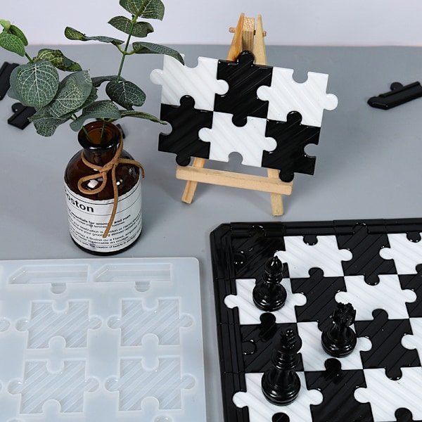 1 set schackbrädessilikonform 3D schack kristallepoxi gjutform för familjefestspel brädspel heminredning schackpjäser