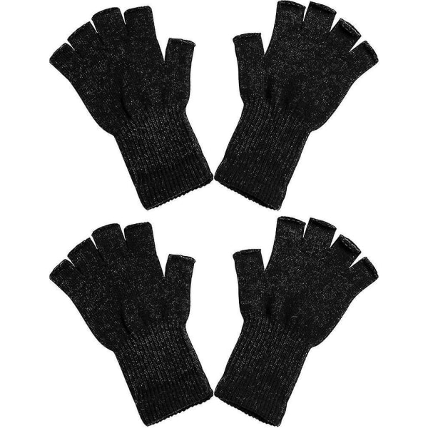 2 Pairs Unisex Half Finger Gloves Winter Stretchy Knit Fingerless Typing Gloves Lmell Gift