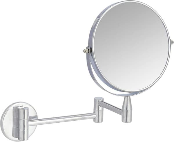 Väggmonterad sminkspegel - Rund - 1x/5x förstoring - 20 cm - Krom
