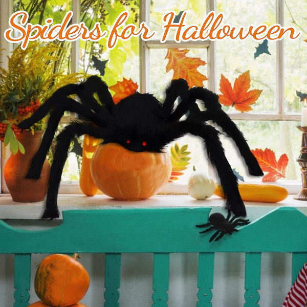Halloween Simulering skalle Big Spider 30cm plysch spindelprydnad