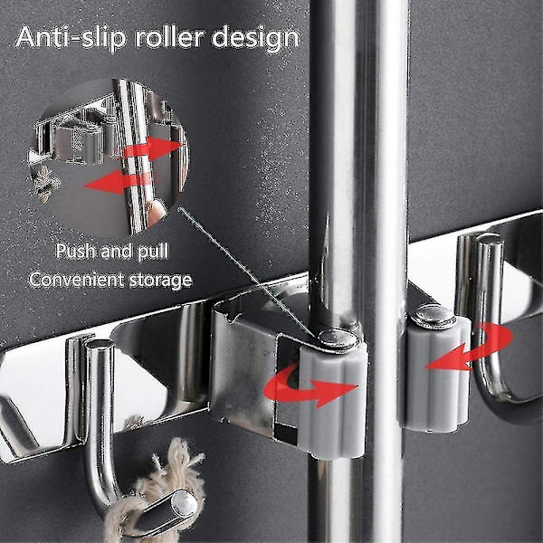 Kosterholder for veggmontering, mopp- og kostoppbevaringsorganisator