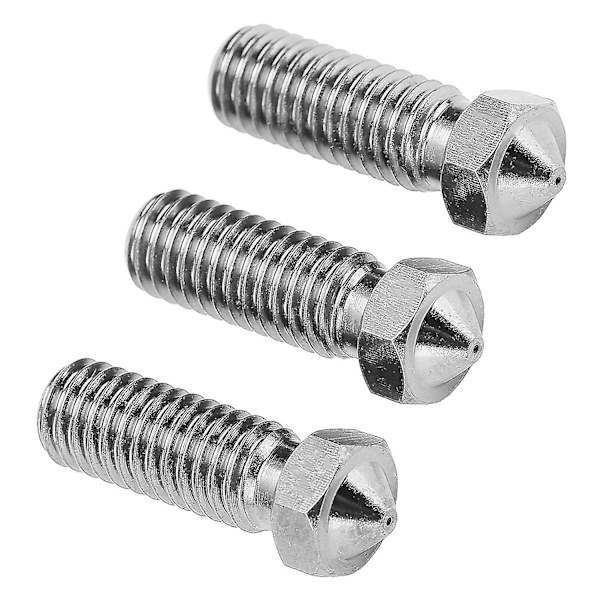 Vulkanmunnstykke, 3 stk herdede ståldyser, herdet stål vulkanmunnstykke høy temperatur 3d-utskrift ekstruder skrivehode 1,75 mm M6 (0,4 mm)