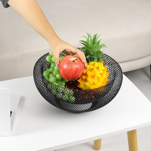 Metalliverkko Hedelmäkori Keittiötasolle Makeiskulho Musta Pyöreä Koristeellinen Pieni Hedelmäkulho Keittiöön