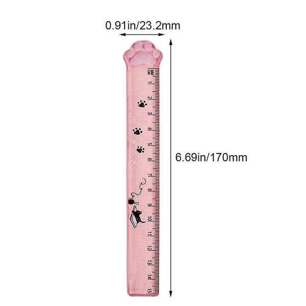 Plastic Straight Ruler Paw Of Cat Shaped Shatterproof Metric Ruler For School Kids Office Drawing