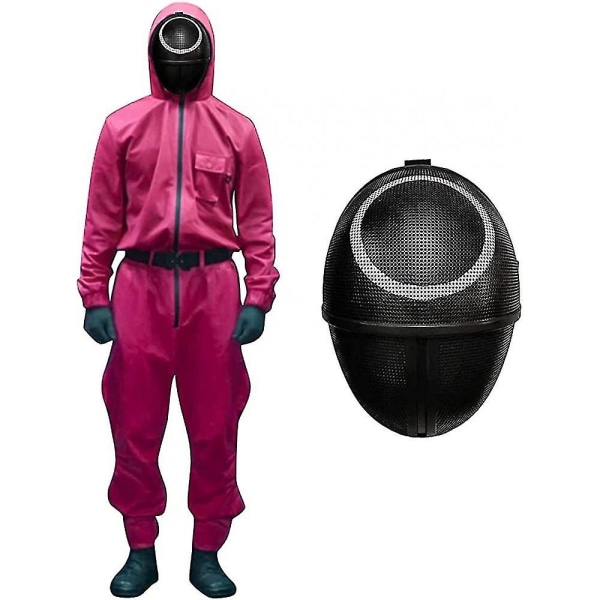 Unisex Squid Game Costume Jumpsuit + Squid Game Mask Halloween Outfit Gifts_y ozx circle S