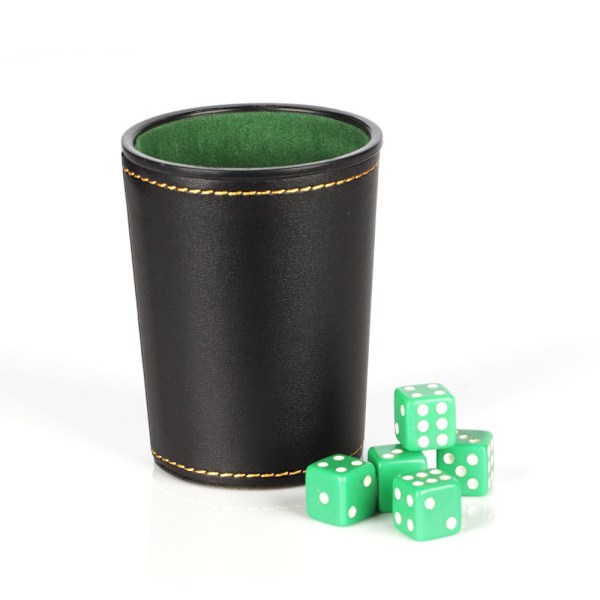 PU Leather Dice Cup Set with 20 Dot Dices, Stylish and Practical Dice with Black Shaking Box for Bar Home