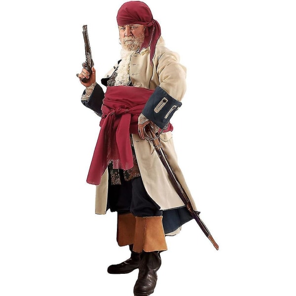 Set Durag Long-tail Pirathatt Stort skärp Medeltida renässanstema Cosplay Klä upp till Halloweenfest H Wine Red