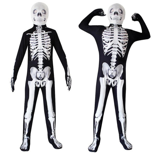 Halloween Barn Pojkar Flickor 3d Skelettdräkt Rolig Fancy Dress Cosplay Fest Jumpsuit Body Outfits Kläder För Ålder 3-15år H 5-6 Years