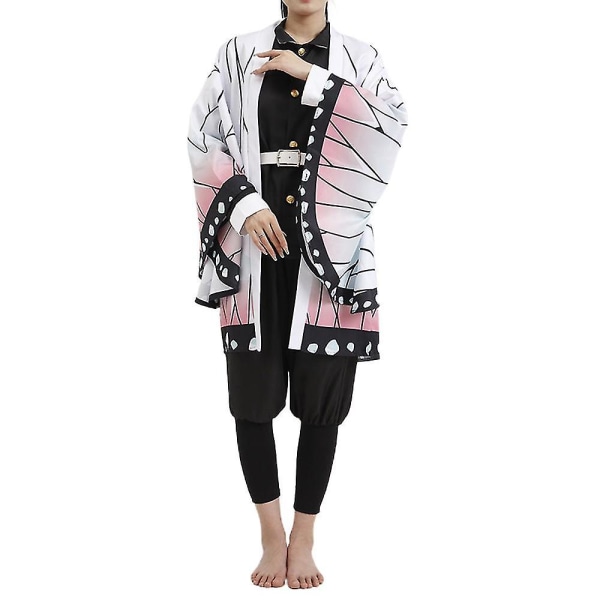 Kochou Shinobu Demon Slayer Cosplay Set Anime Shinobu Haori Kimono Uniform Coat Dam Halloween Roly Play Set L