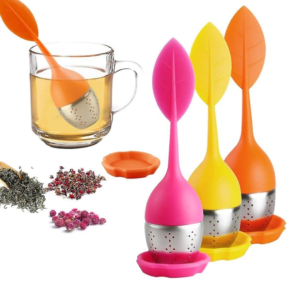 Löst tebladinfuser, teinfuser med silikonskaft, rostfritt stål