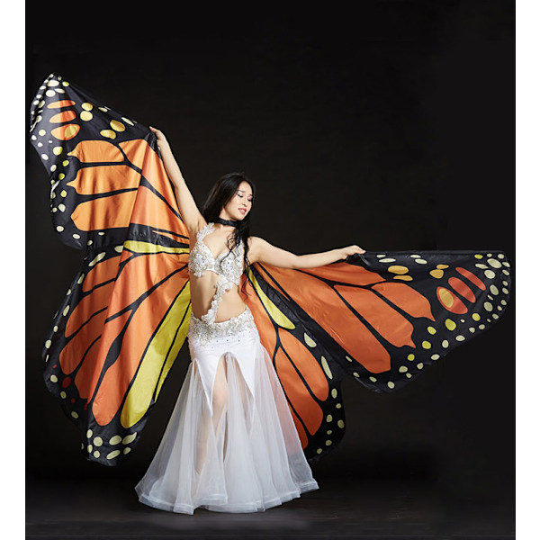Mavedans Vinger Farverige Sommerfuglevinger Performance Kostumer Orange