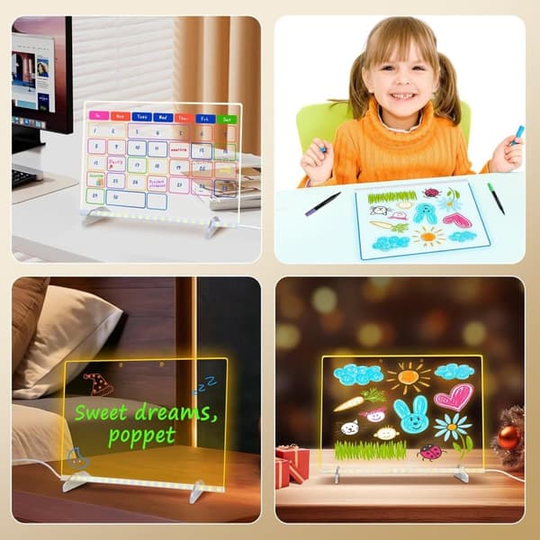 LED-ritbord med 7 färger - 35x25 cm akryl whiteboard - Glow Doodle-present